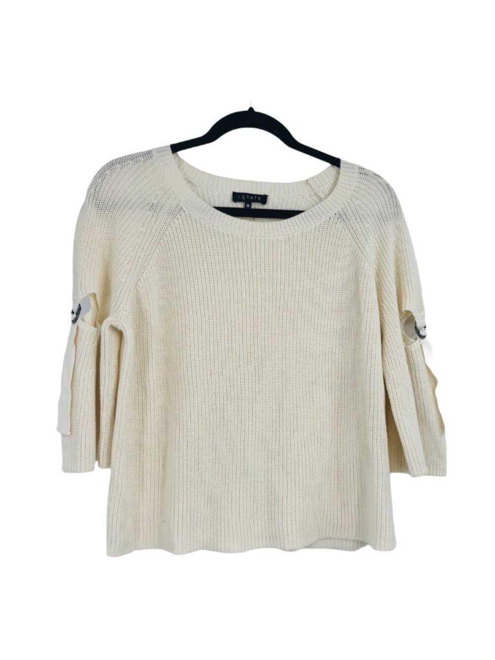 1.State Cotton Cutout Hardware Sweater Womens Scoopneck M Antique White